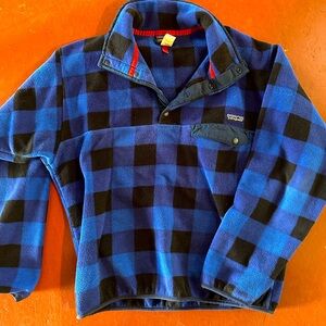 Synchilla Snap-T Fleece Pullover Buffalo Plaid Check Blue Size Mens Medium